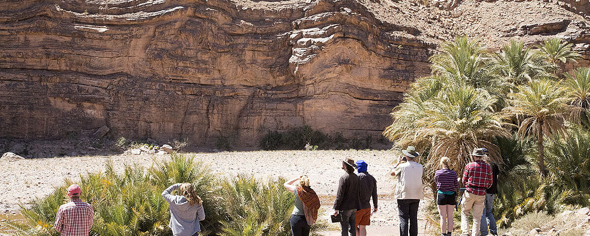 Startseite_Geologie Geologiestudierende vor einem Aufschluss in Marokko (2019)